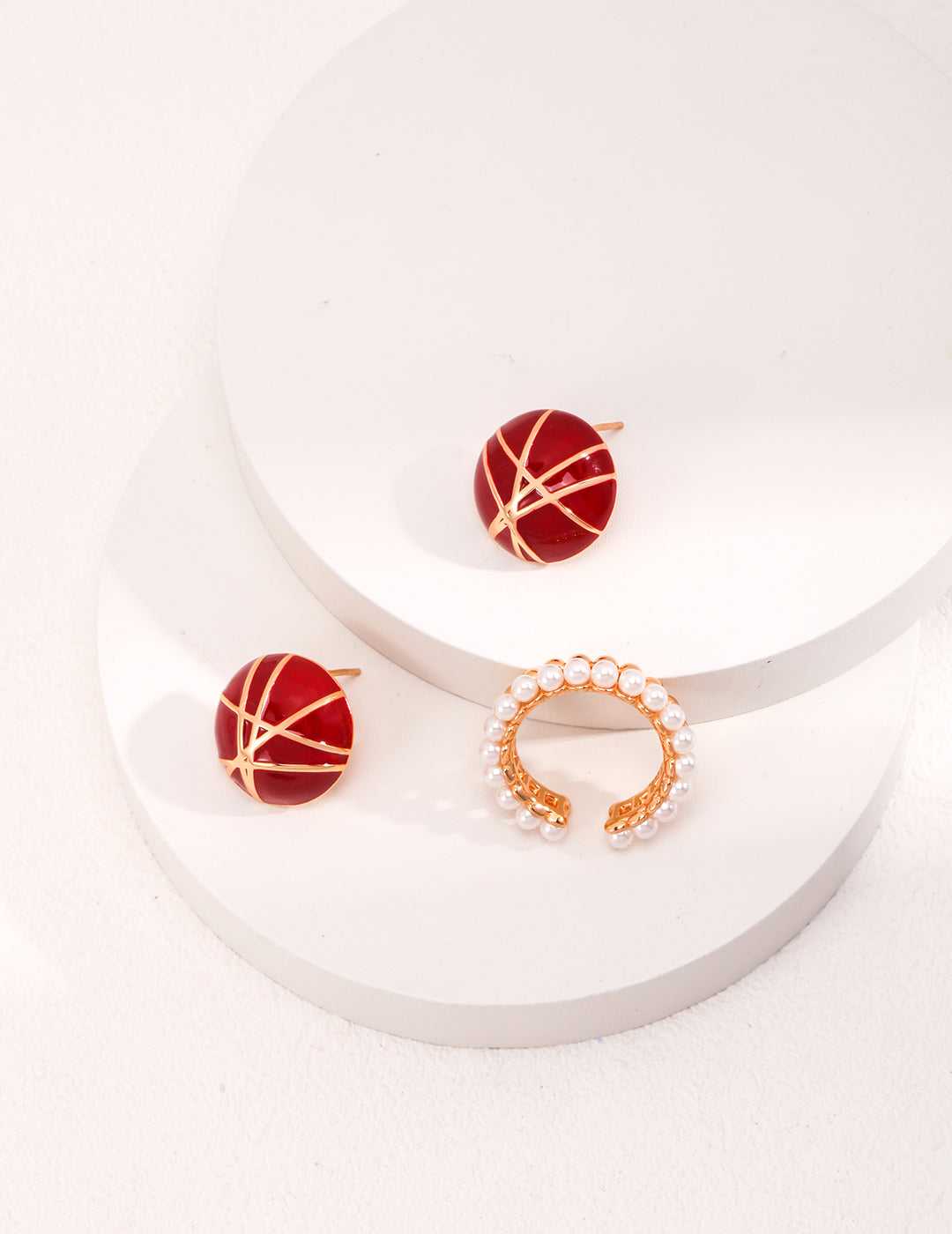 INS-Style Half-Pearl Half-S925 Sterling Silver Ring (J0218)