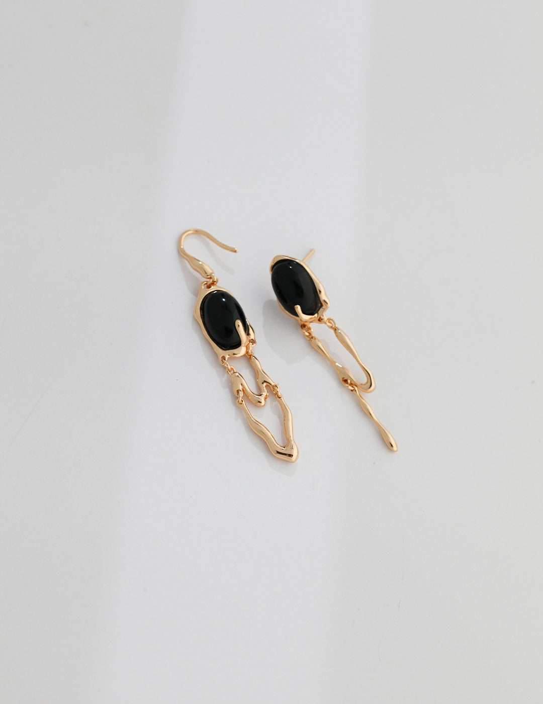 S925 Sterling Silver AB-Style Asymmetrical Earrings with Natural Malachite | Natural Black Onyx (E0856)