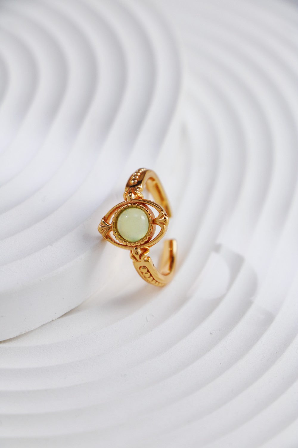 S925 Sterling Silver Vintage Gold-Plated Grape Stone & Chalcedony Ring (J0357)
