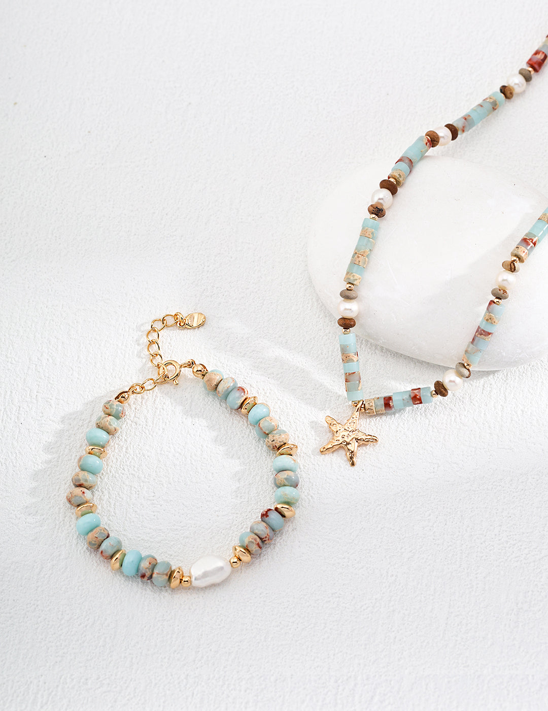 S925 Sterling Silver Natural Pearl & Shoushan Stone Bracelet (SL0142-2)