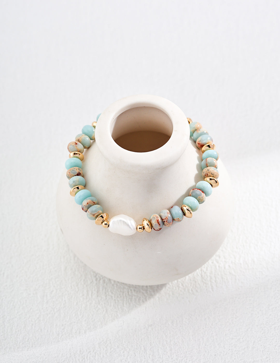 S925 Sterling Silver Natural Pearl & Shoushan Stone Bracelet (SL0142-2)