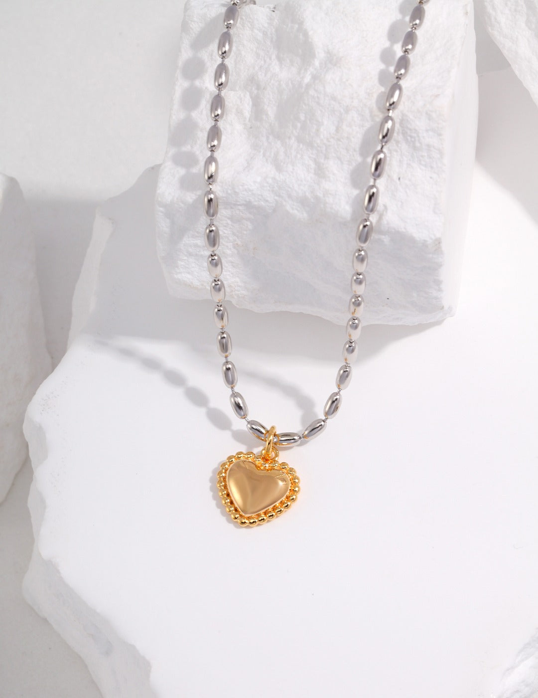 S925 Sterling Silver Heart-Shaped Necklace (D0259)