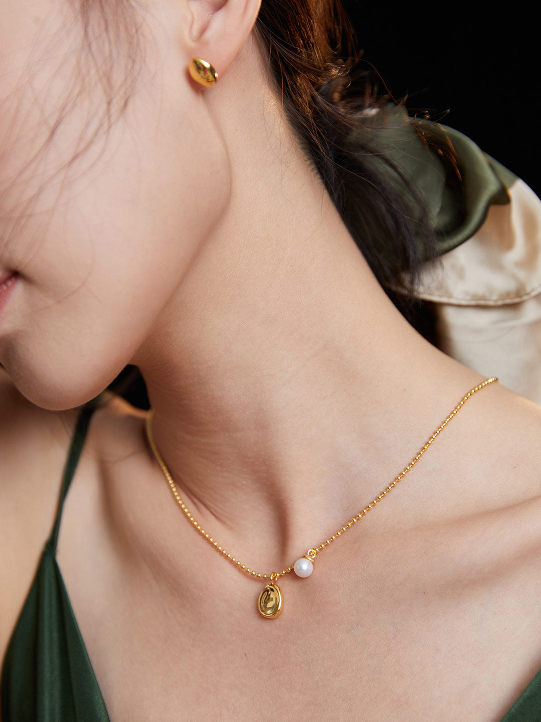 S925 Sterling Silver Minimalist Pearl Collarbone Necklace (D0216)