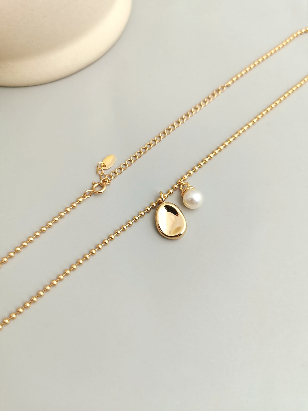 S925 Sterling Silver Minimalist Pearl Collarbone Necklace (D0216)