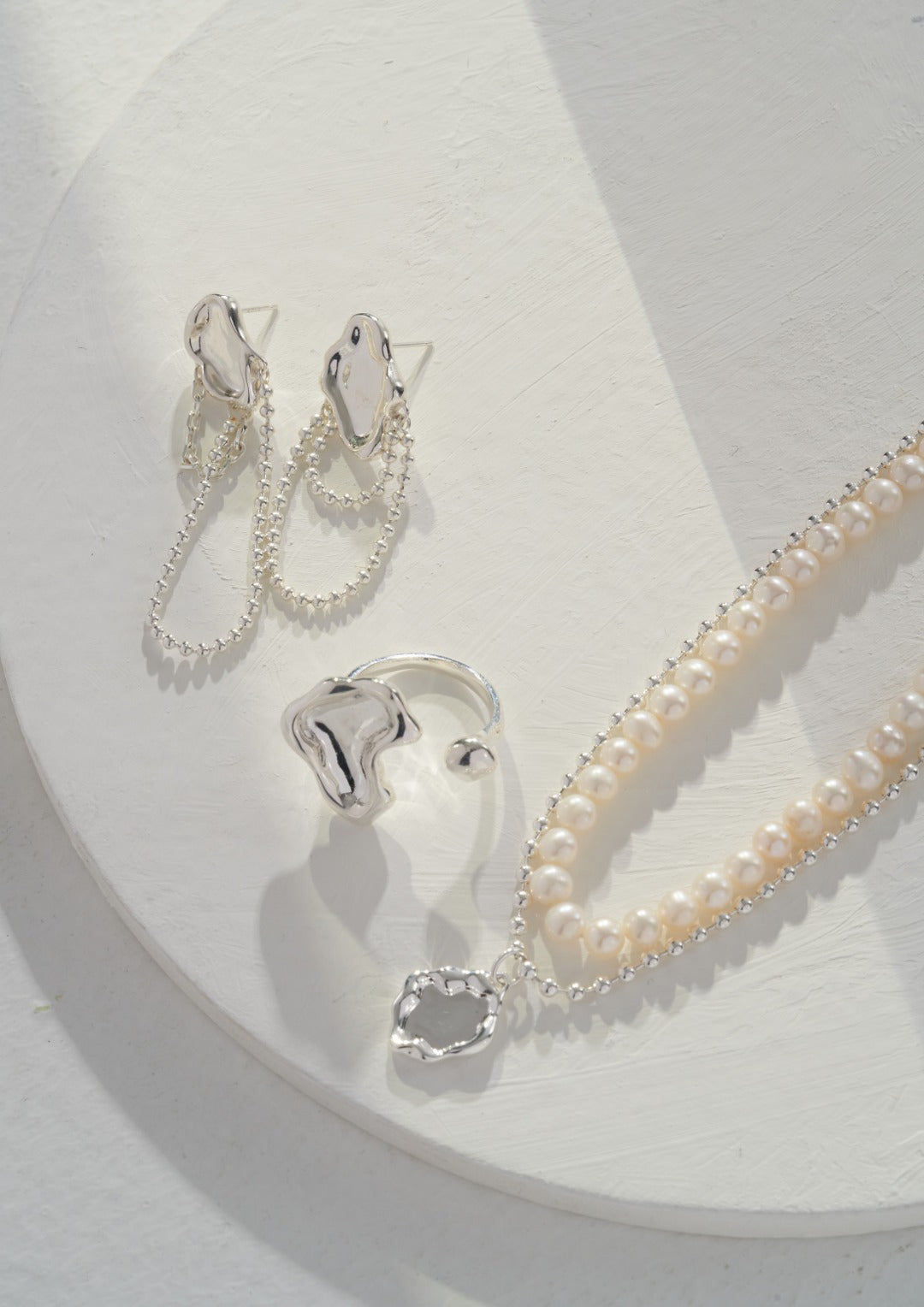 S925 Sterling Silver Pearl Double-Layer Necklace (D0235)