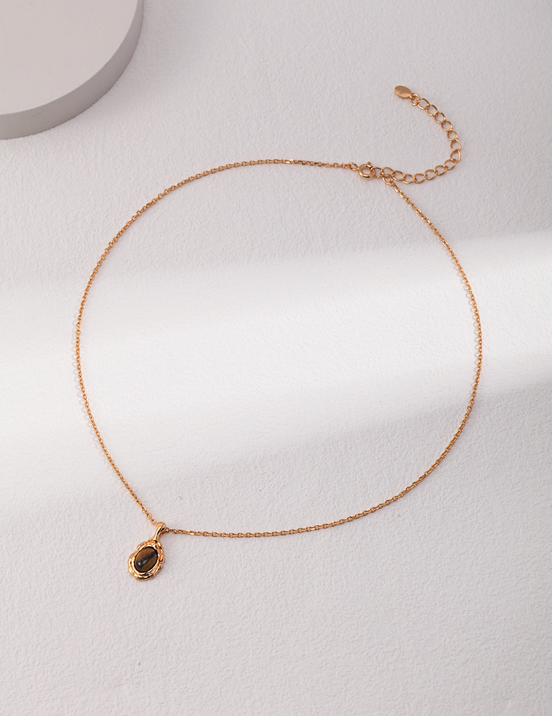 S925 Sterling Silver Tiger's Eye Stone Necklace (D0402)