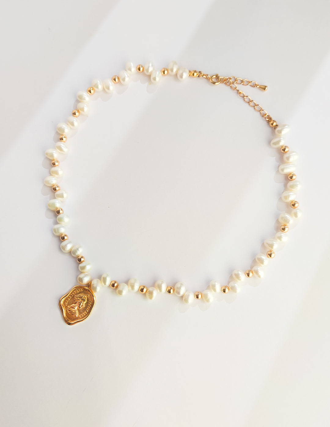 S925 Sterling Silver Natural Pearl Necklace Regal Queen's Seal with Vintage Wax Seal (D0276)