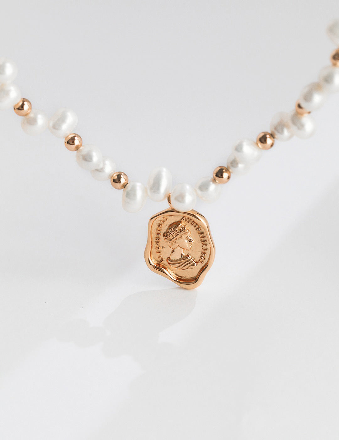 S925 Sterling Silver Natural Pearl Necklace Regal Queen's Seal with Vintage Wax Seal (D0276)