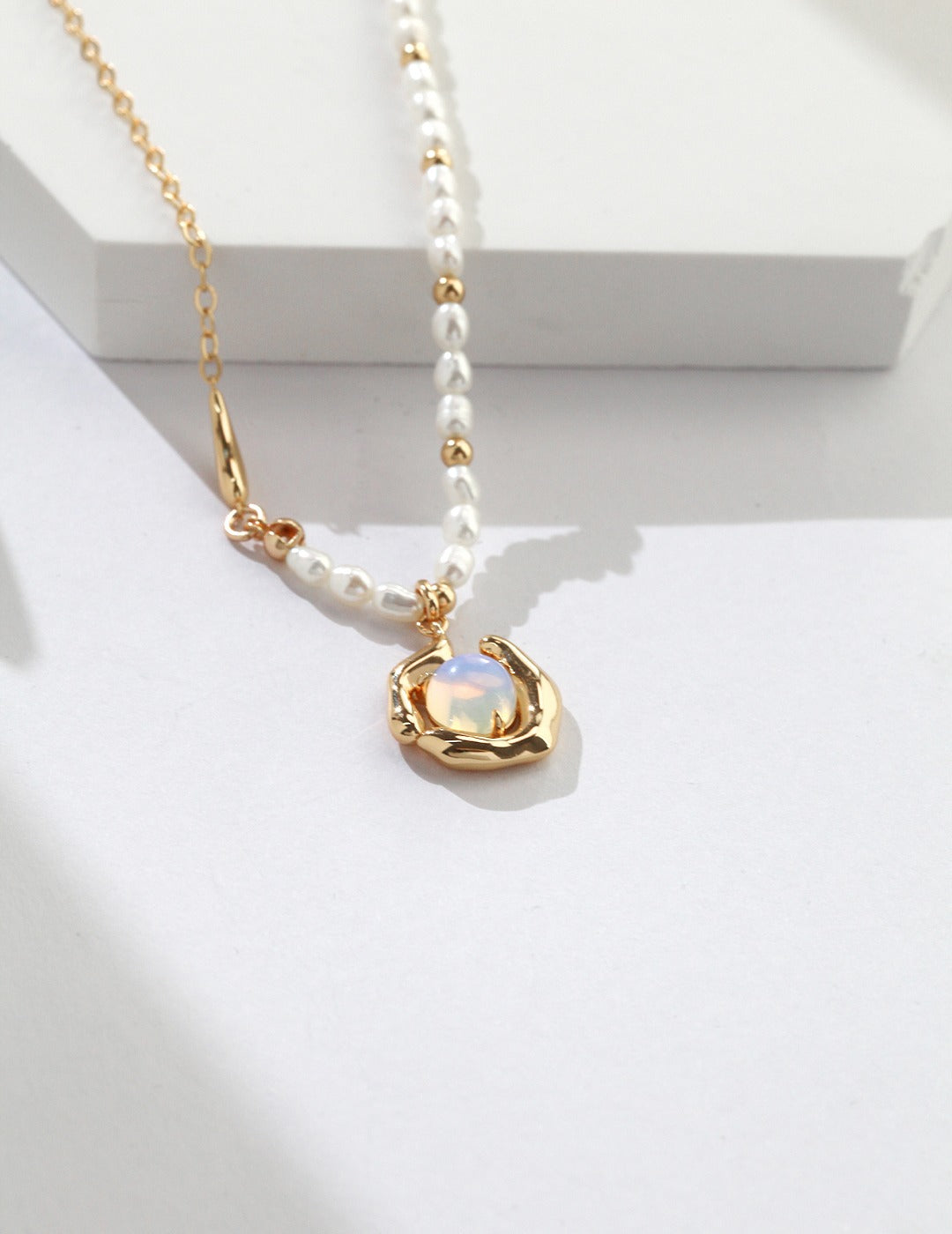 S925 Sterling Silver Natural Pearls Opal Necklace (D0282)