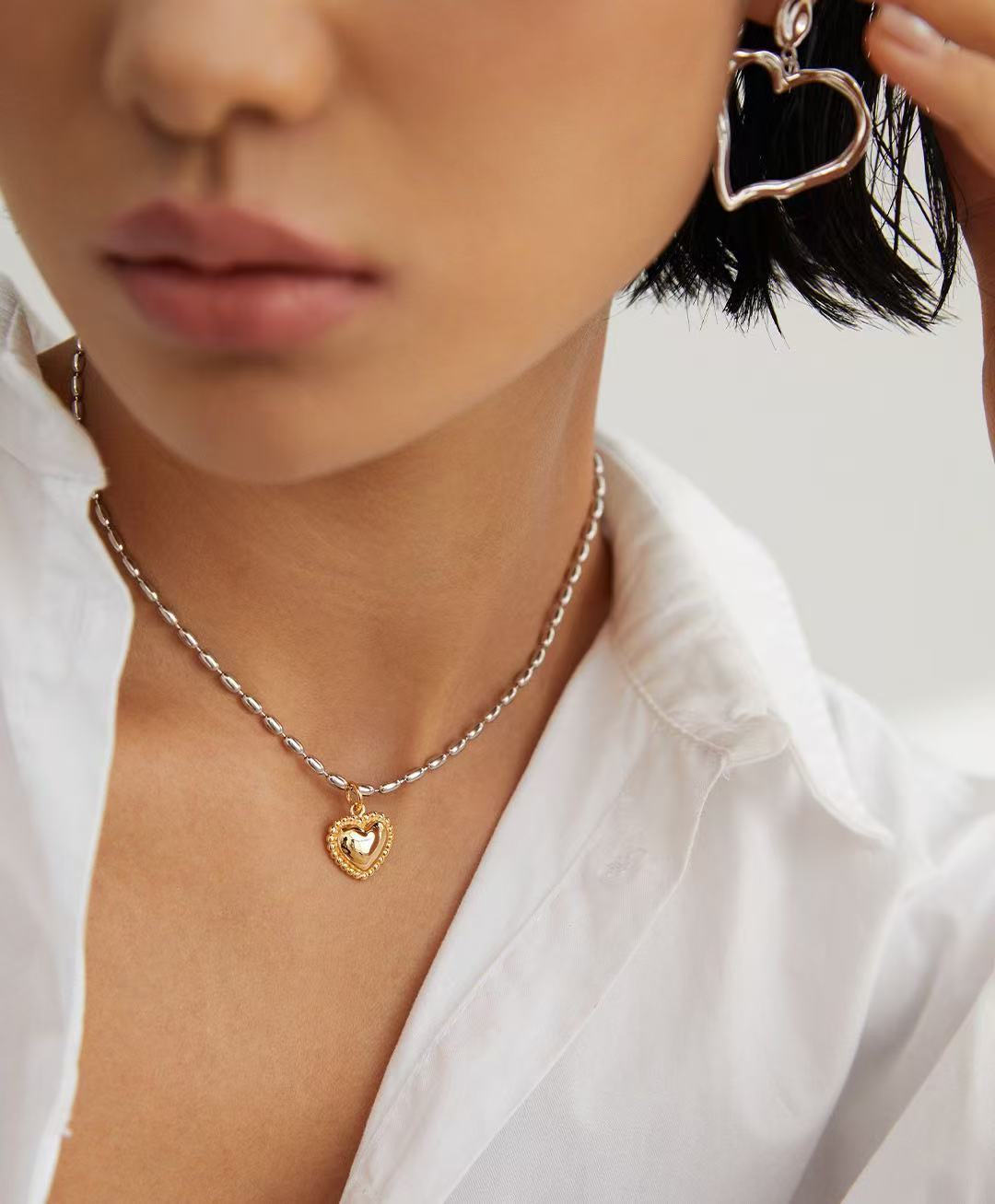 S925 Sterling Silver Heart-Shaped Necklace (D0259)