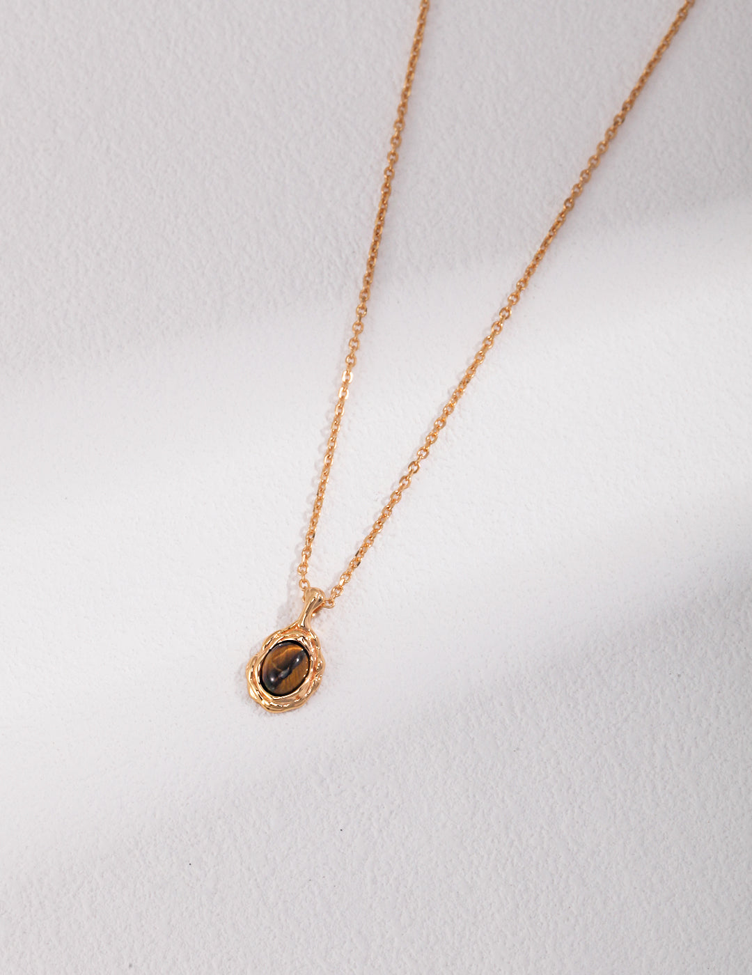 S925 Sterling Silver Tiger's Eye Stone Necklace (D0402)