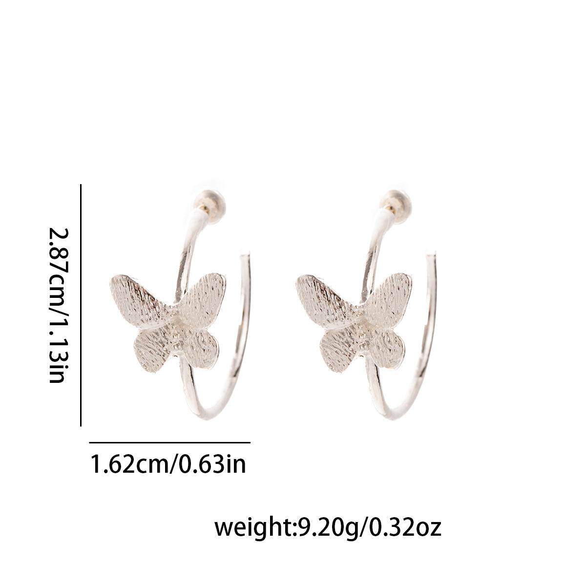 Minimalist Hoop Earrings with Lightweight Butterfly Design (TE17)