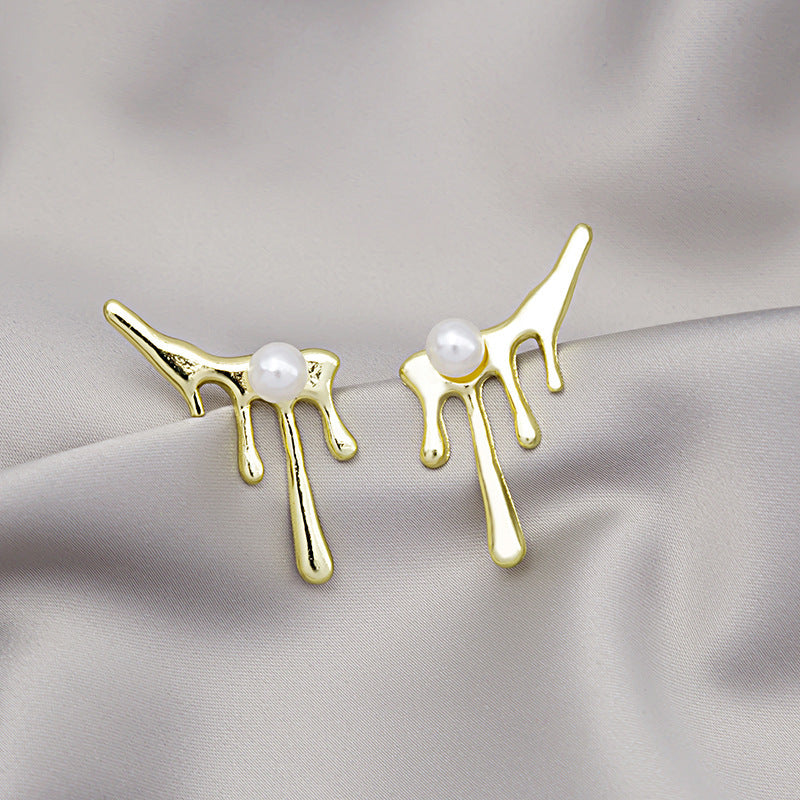 Irregular Liquid Fluid Stud Earrings (TE31)