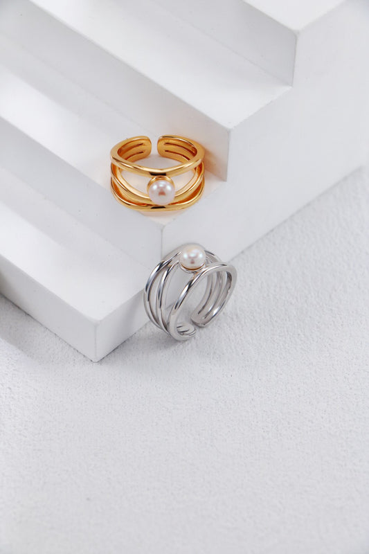 S925 Sterling Silver Pearl Ring (J0353)