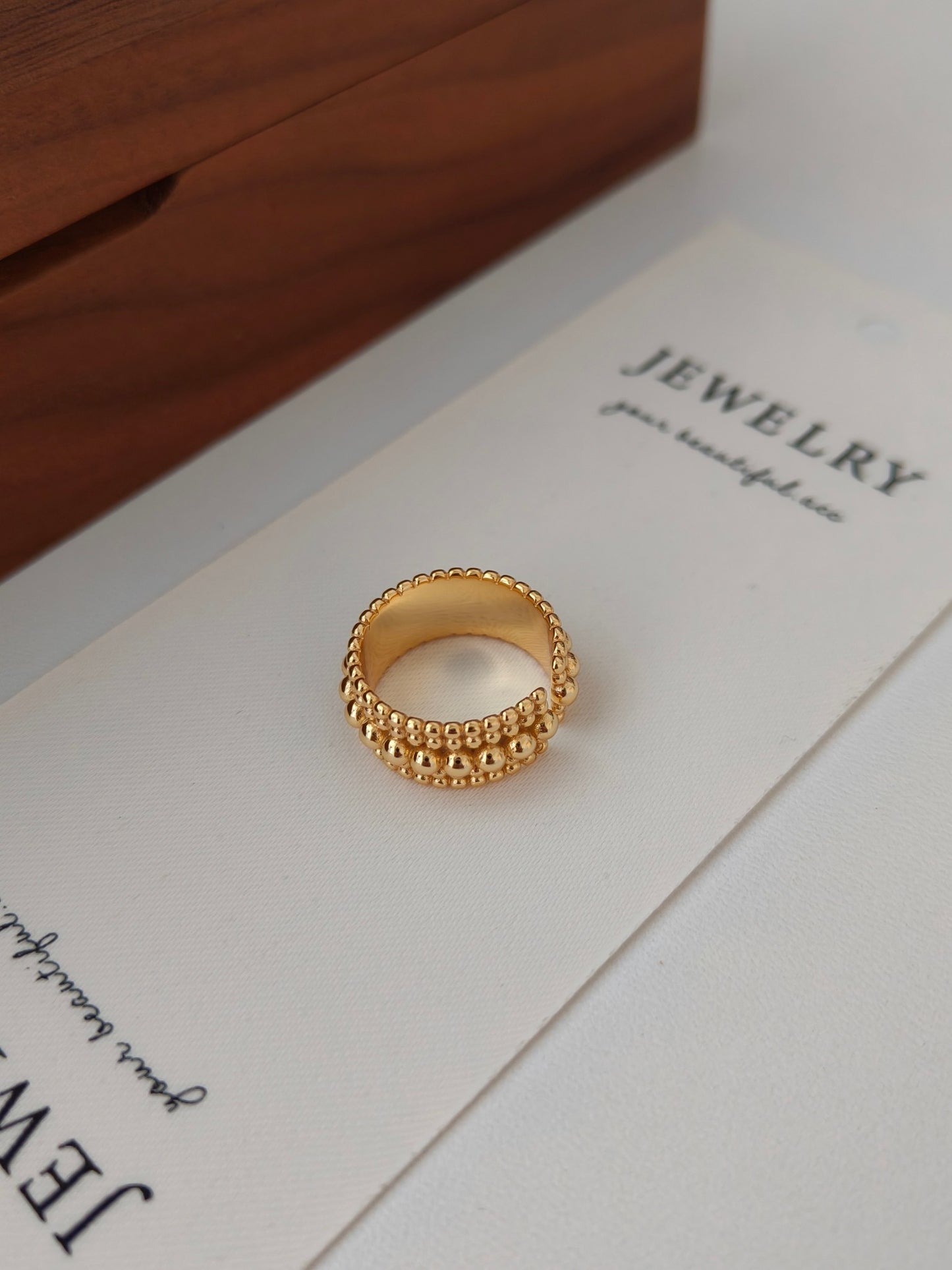 S925 Sterling Silver 18K Gold-Plated Ring Size 13~16 (J0229)