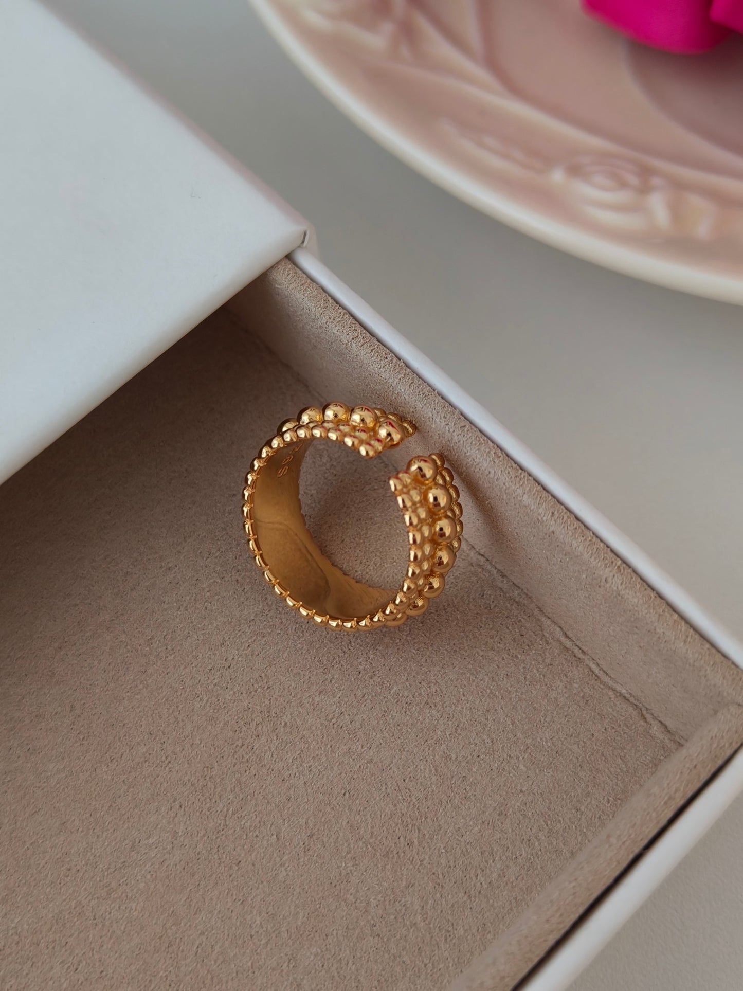 S925 Sterling Silver 18K Gold-Plated Ring Size 13~16 (J0229)
