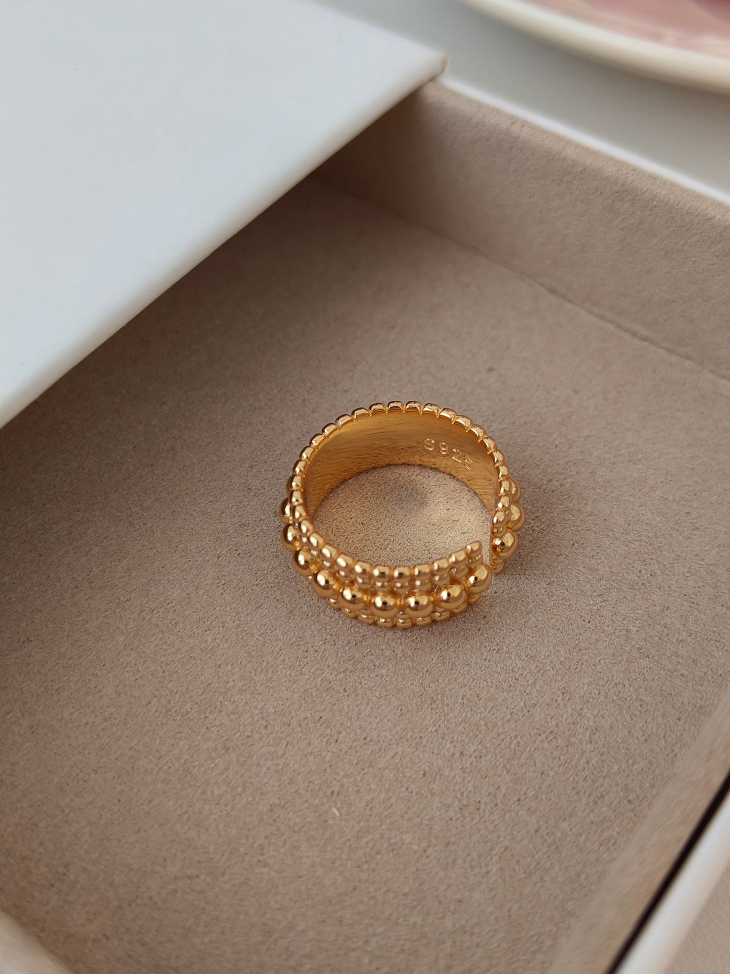 S925 Sterling Silver 18K Gold-Plated Ring Size 13~16 (J0229)