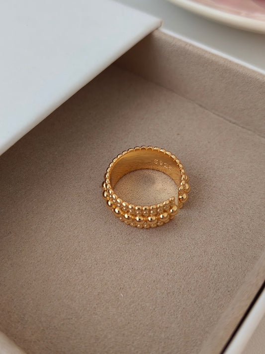 S925 Sterling Silver 18K Gold-Plated Ring Size 13~16 (J0229)