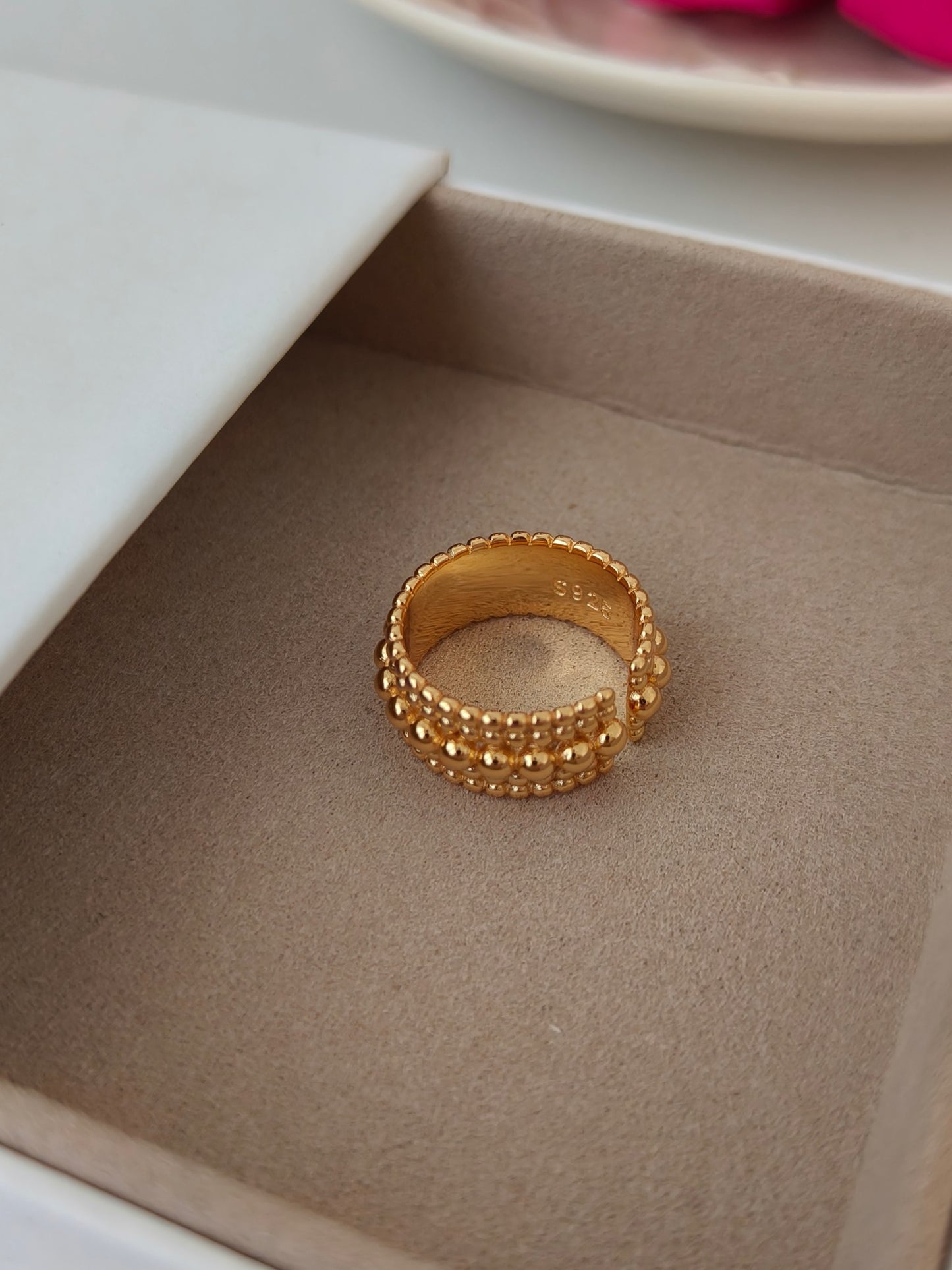 S925 Sterling Silver 18K Gold-Plated Ring Size 13~16 (J0229)
