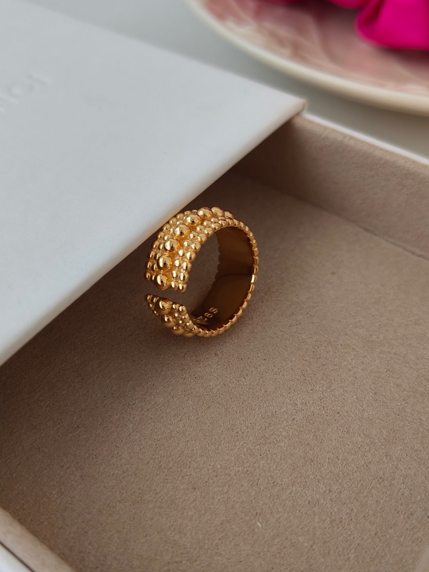 S925 Sterling Silver 18K Gold-Plated Ring Size 13~16 (J0229)