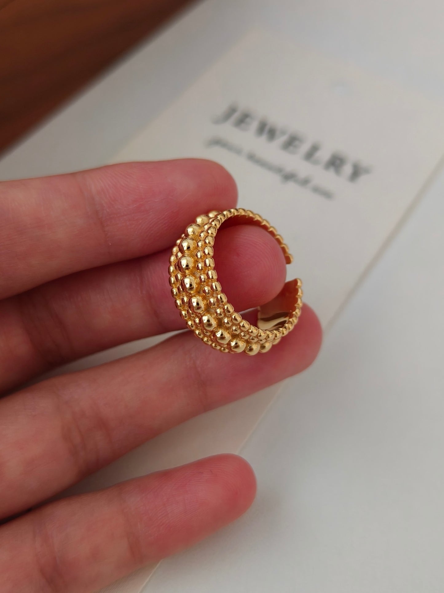 S925 Sterling Silver 18K Gold-Plated Ring Size 13~16 (J0229)