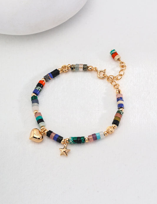 S925 Sterling Silver Vintage Colored Stone Bracelet (SL0132-2)