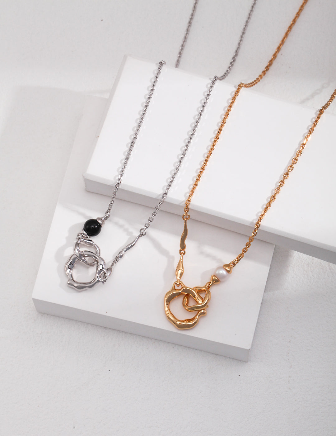 S925 Sterling Silver Minimalist Classic Double-Loop Necklace (D0307)