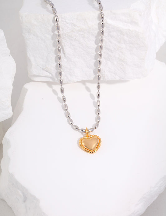 S925 Sterling Silver Heart-Shaped Necklace (D0259)
