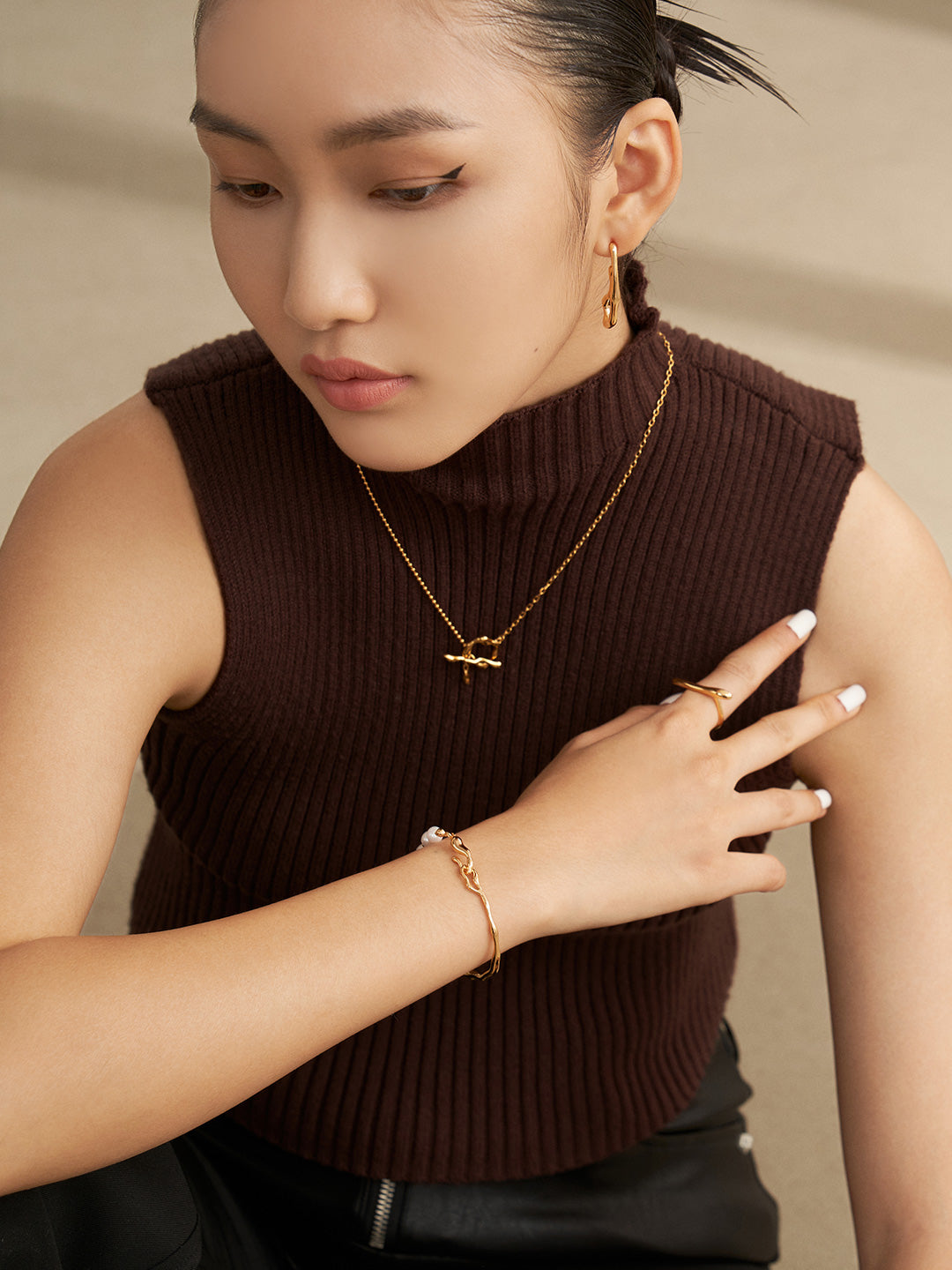 Liquid Collection# S925 Sterling Silver Pearl Bracelet (S0032)
