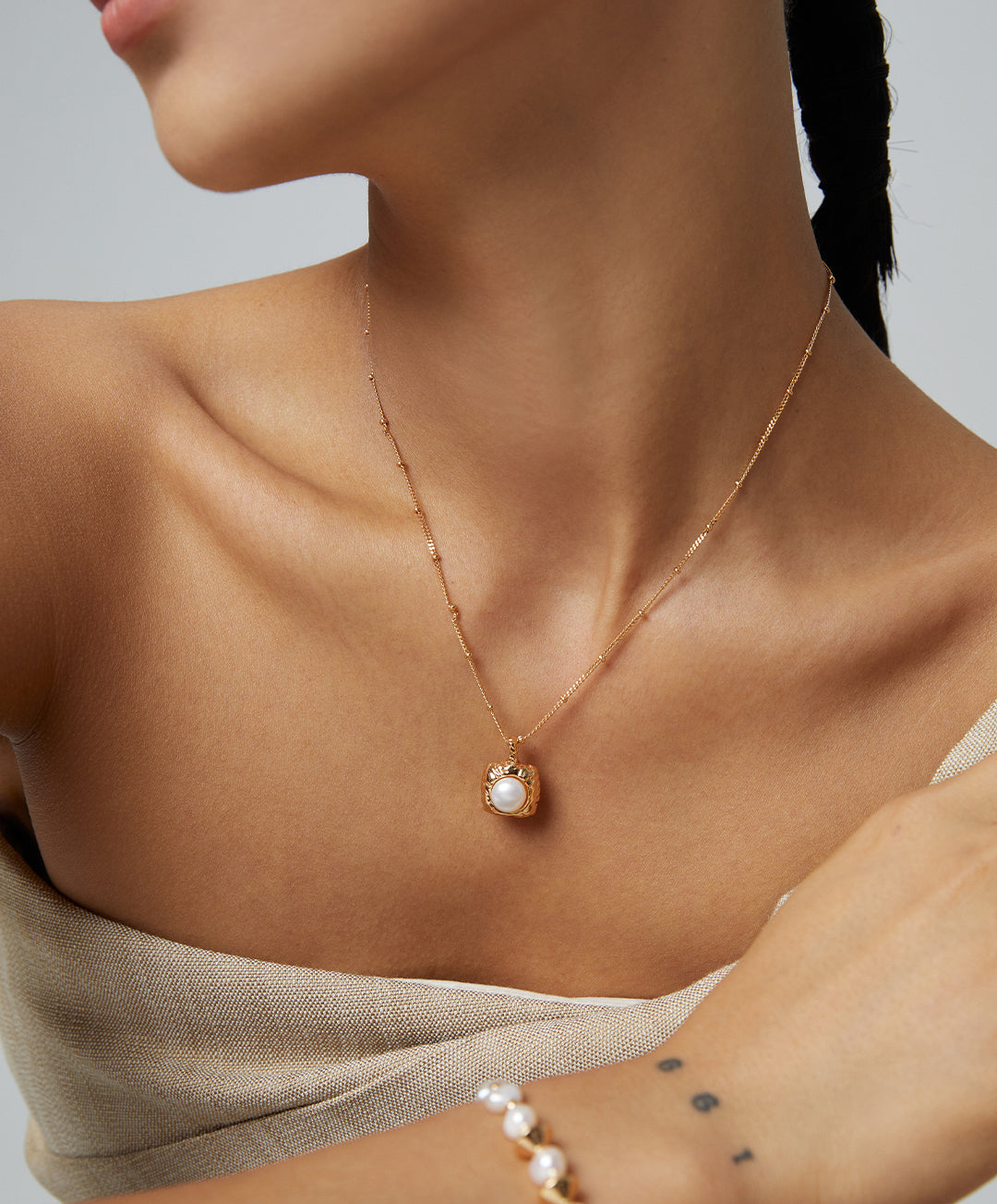 Artisanal S925 Sterling Silver Pearl Necklace (D0359)