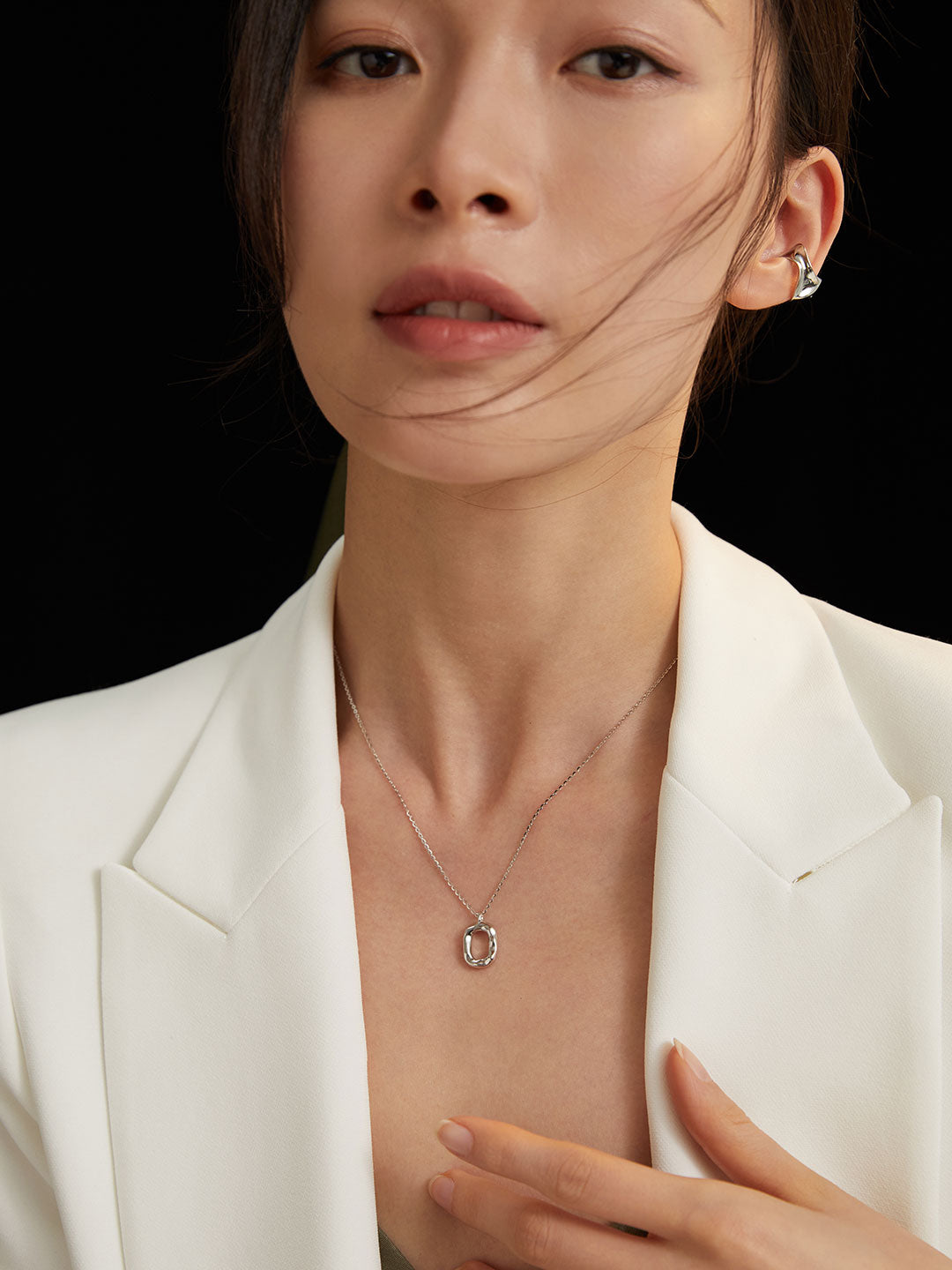 S925 Sterling Silver Minimalist Square Pendant Necklace (D0202)