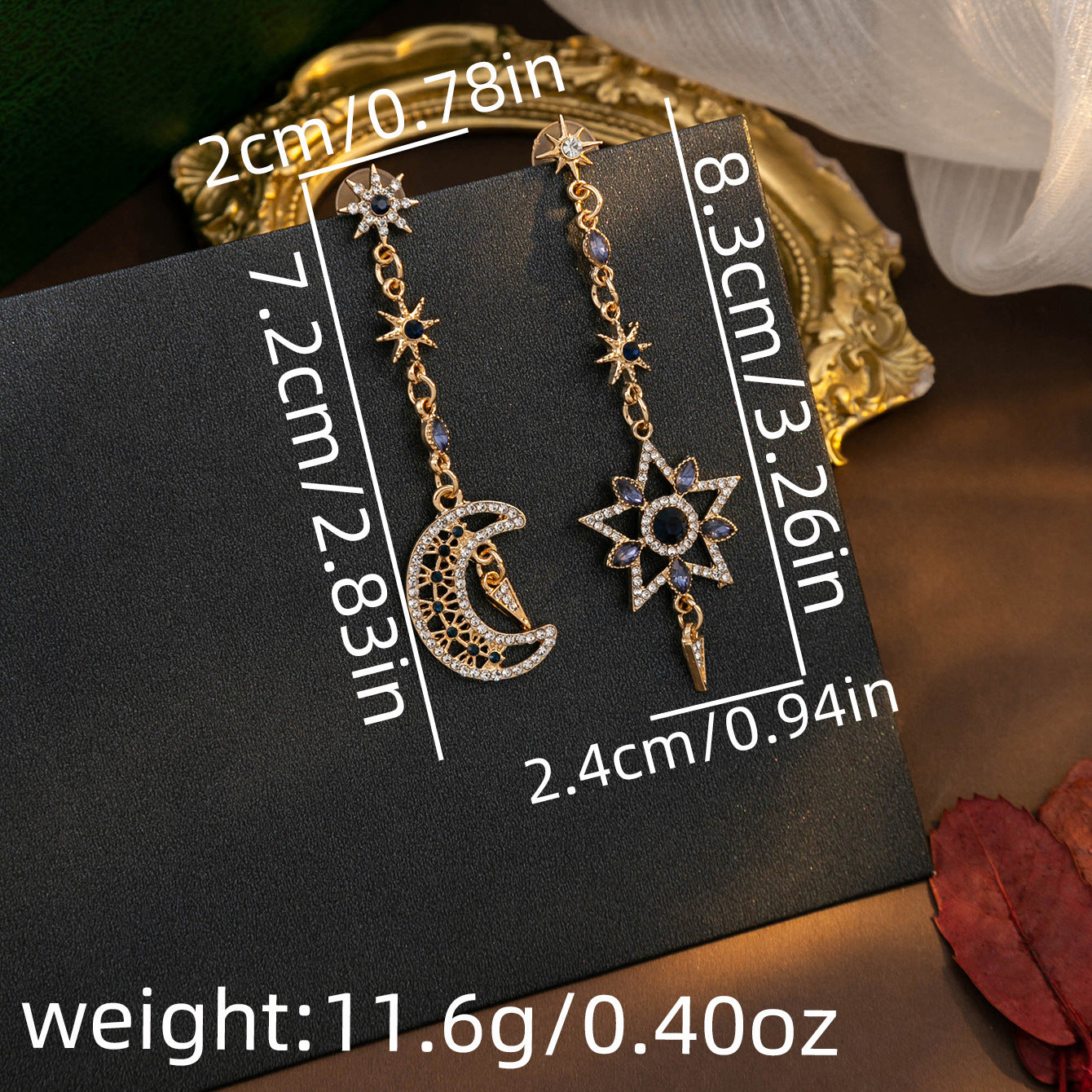 Asymmetric Star & Moon Drop Earrings (TE24)