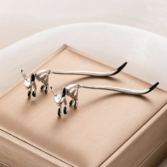 2025 New Trend Alloy Earrings with Silver Needles Long - Tailed Little Fox Stud Earrings (TE01)