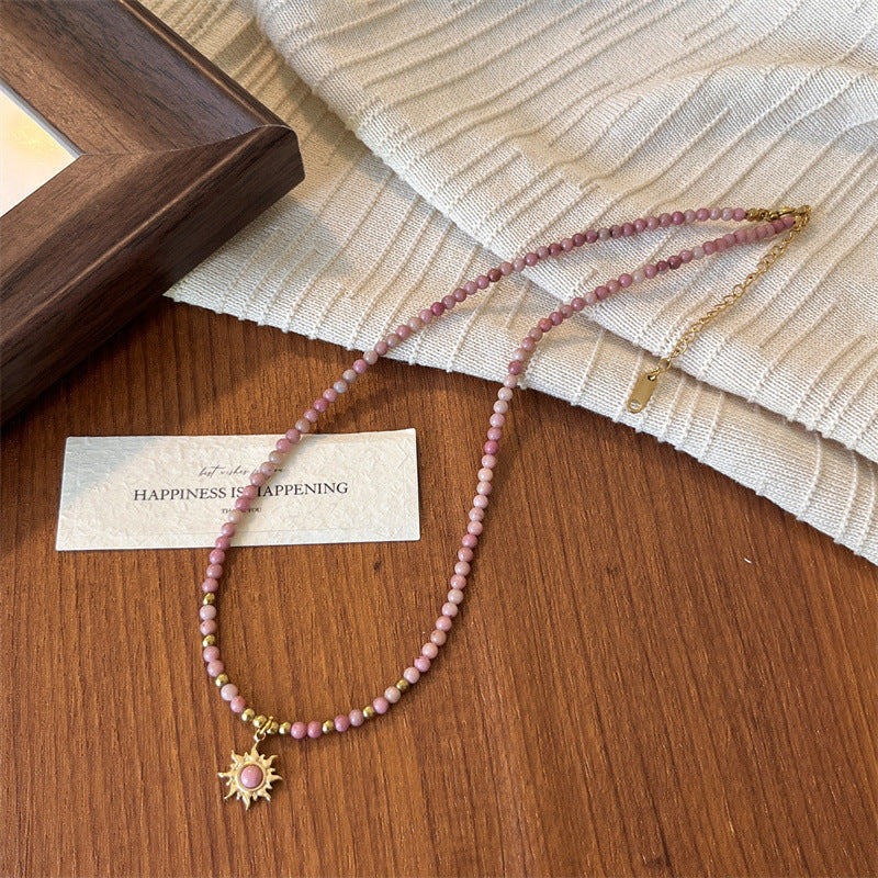Resort-Style Versatile Collarbone Chain - Natural Stone Beaded Titanium Steel Layered Necklace (TX03)