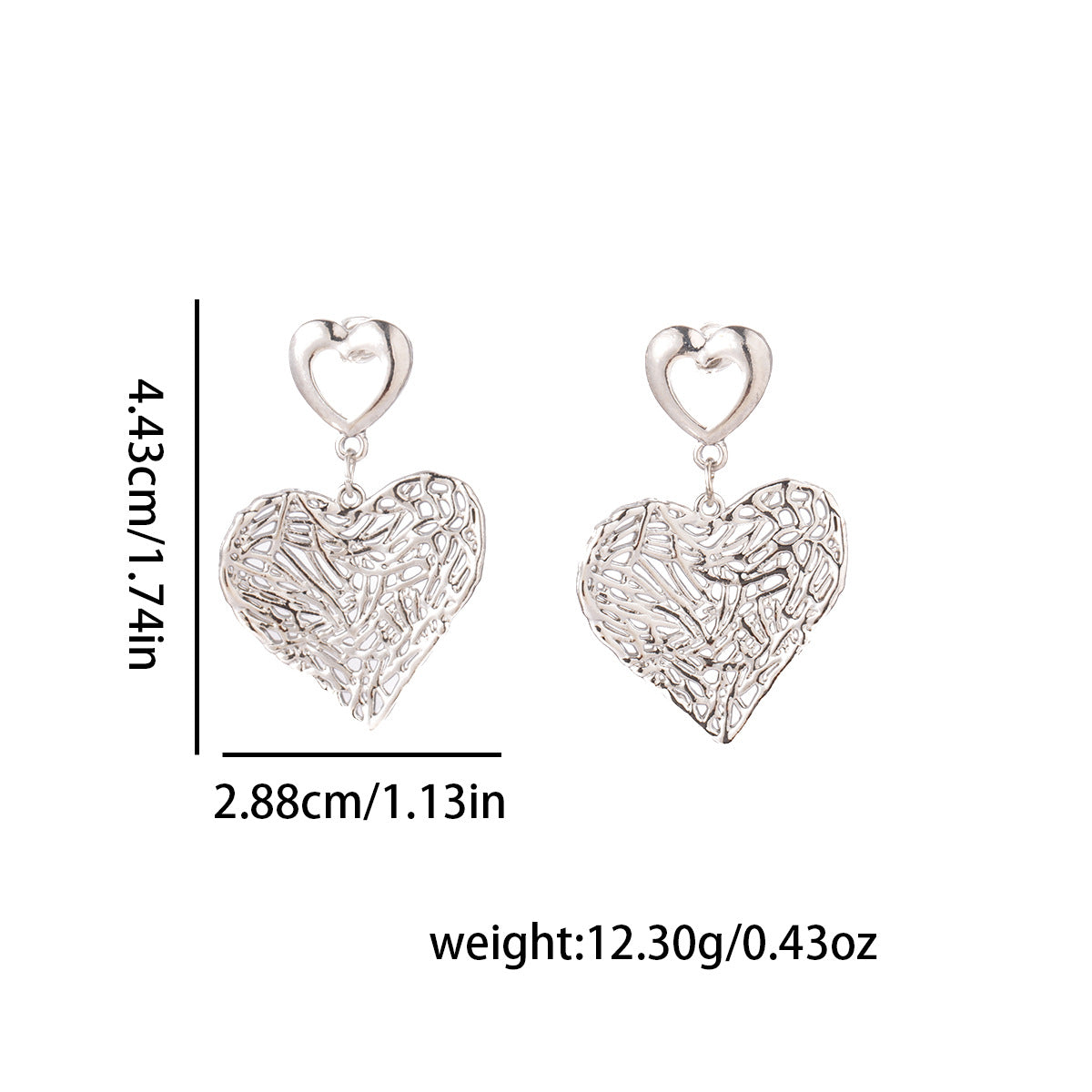 Hollow Heart Pendant Earrings (TE19)