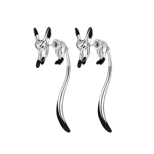 2025 New Trend Alloy Earrings with Silver Needles Long - Tailed Little Fox Stud Earrings (TE01)