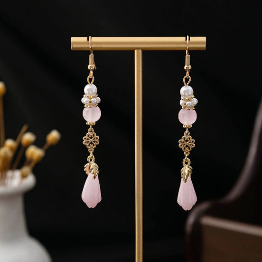 New Chinese Classic Style Beaded Long Tassel Drop Earrings (TE11)