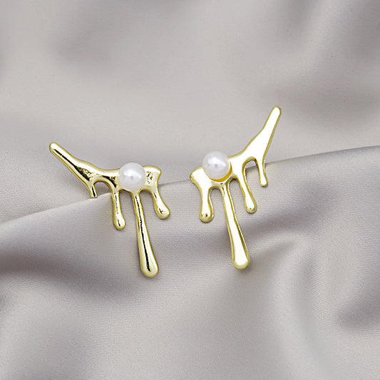 Irregular Liquid Fluid Stud Earrings (TE31)