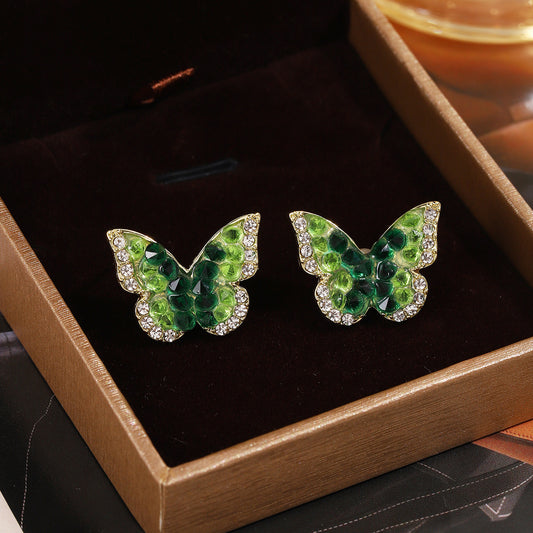 Silver Needle French-style Butterfly Stud Earrings (TE28)